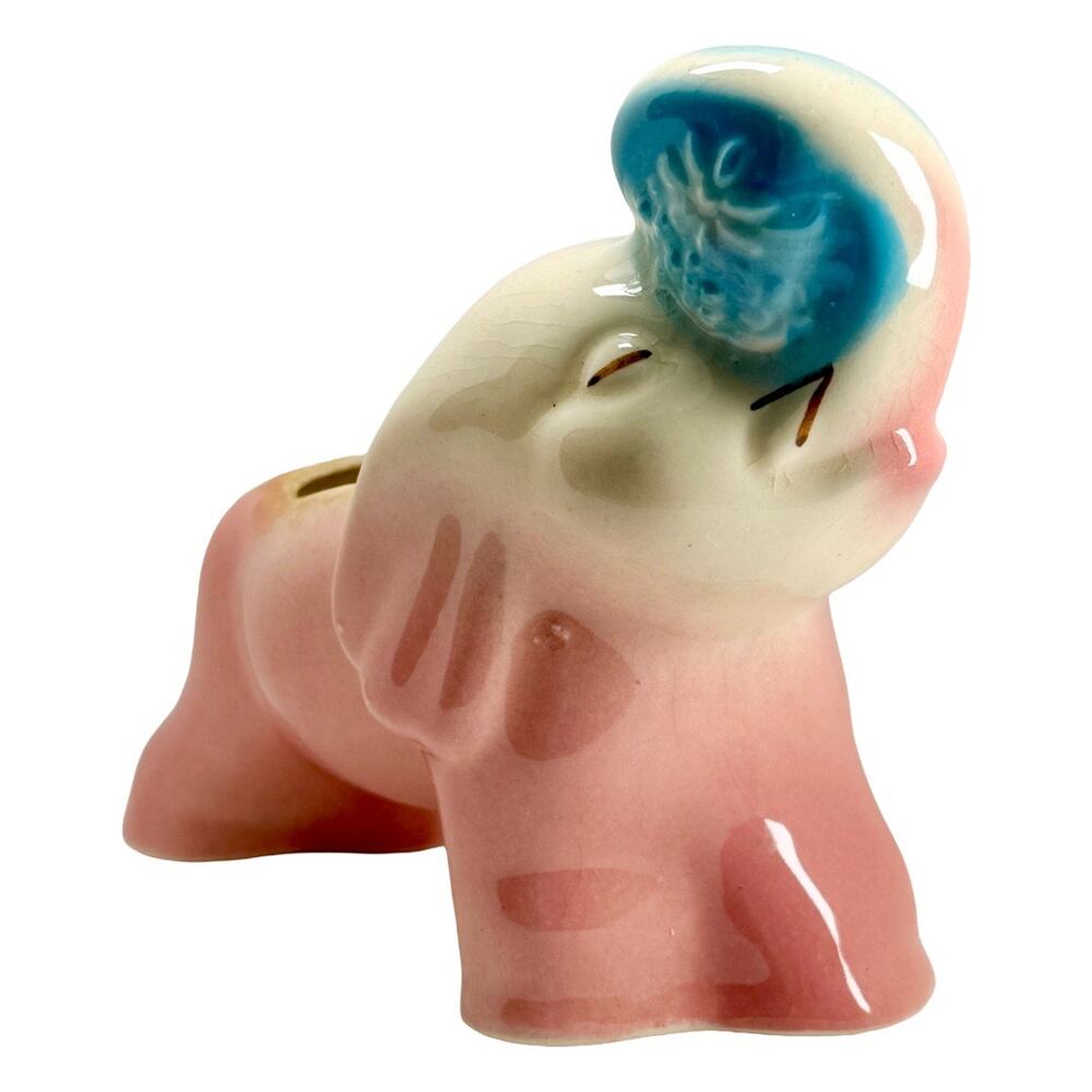 Shawnee Pottery Pink Elephant Planter Trunk Up 1940s 1950s Vintage